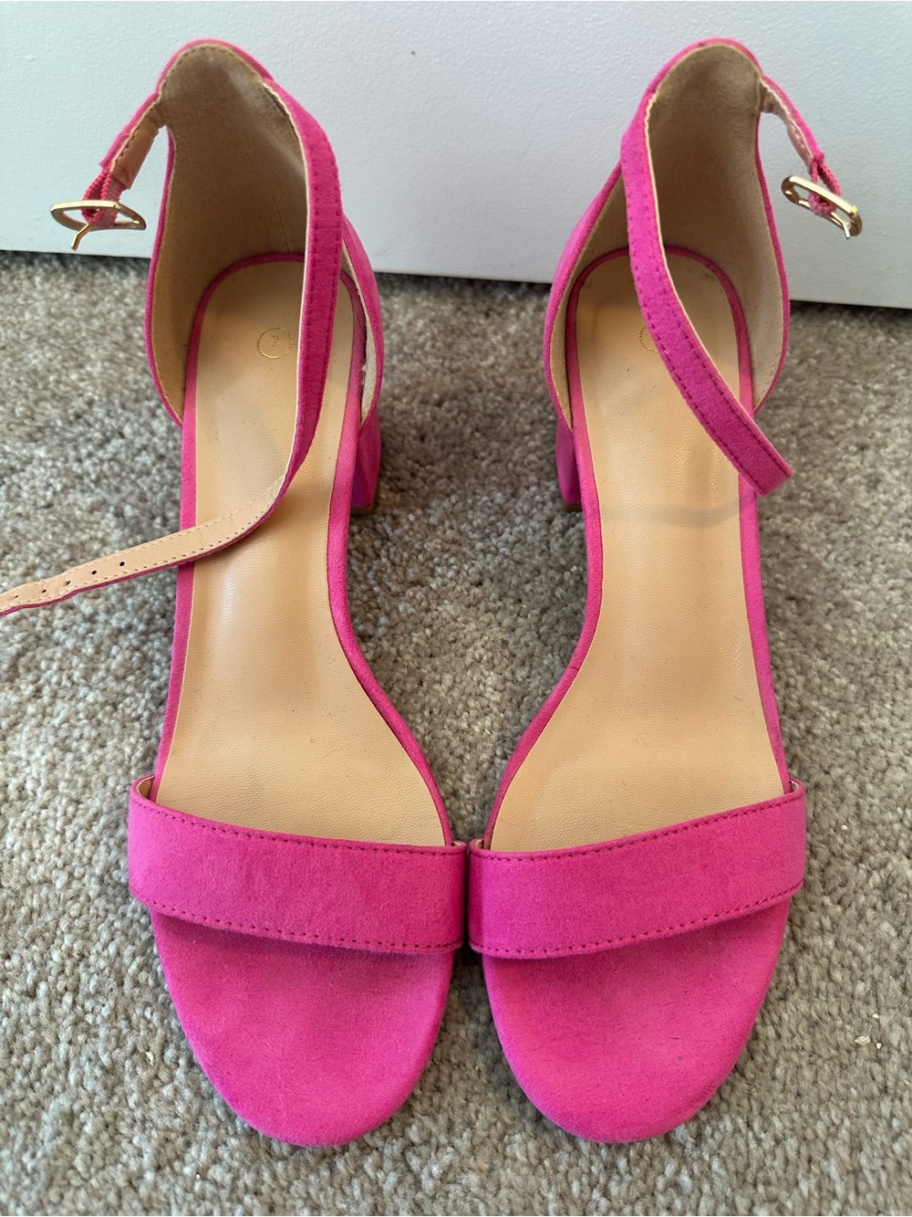 Women's Pink Ankle-Strap Block Heel Sandals